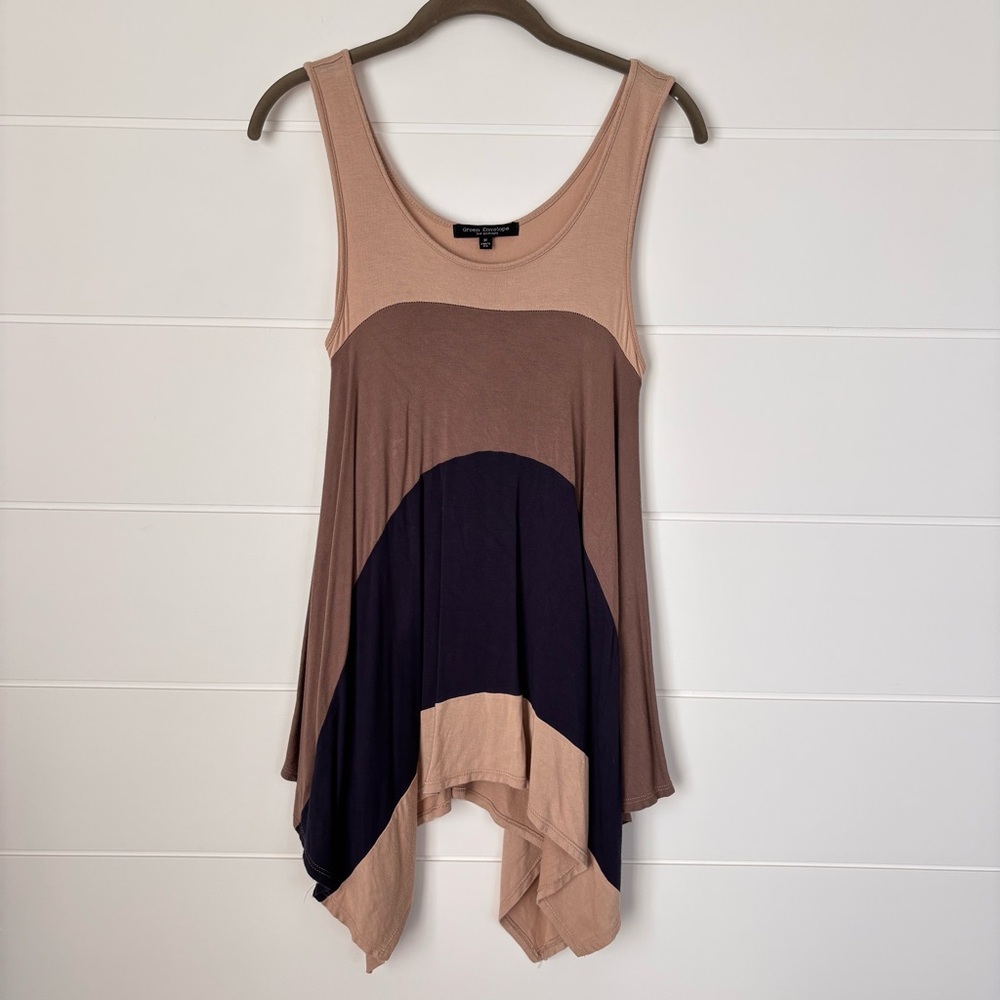Green Envelope Asymmetrical Stretchy Draped Tank Top Women's Size Medium